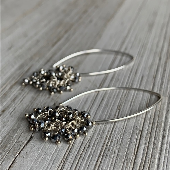 Sterling Silver Pyrite Cluster Dangle Earrings NEW - Picture 8 of 8